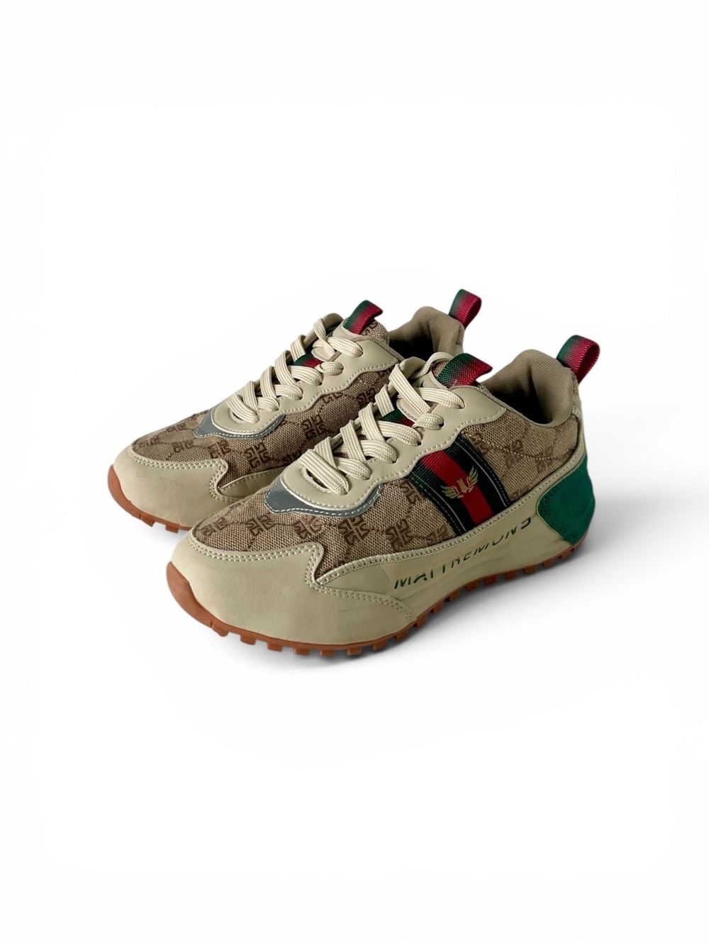 Mattremons Beige, Green, Red, and Gold Sneaker